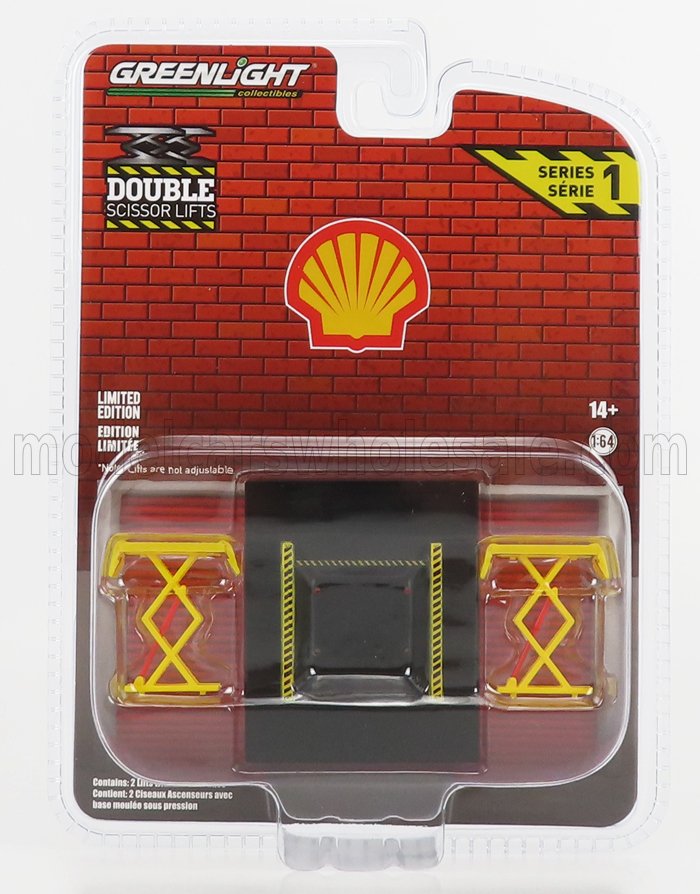 1:64 ACCESSORIES GARAGE SET OFFICINA - PONTE SOLLEVATORE AUTO - TWO POST LIFT, YELLOW BLACK - 16160C