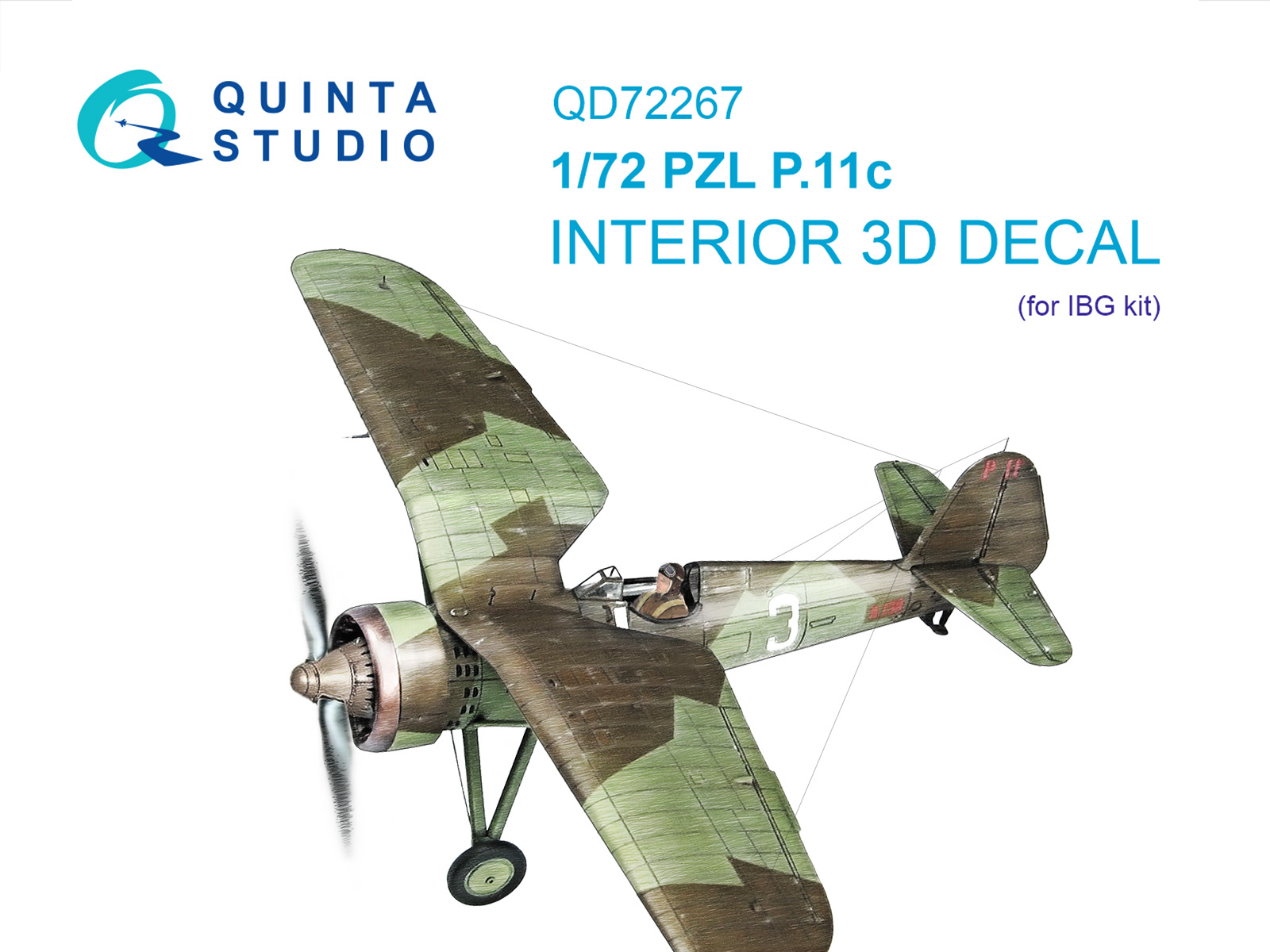 1:72 3D Декаль интерьера кабины PZL P.11c (IBG) - QD72267