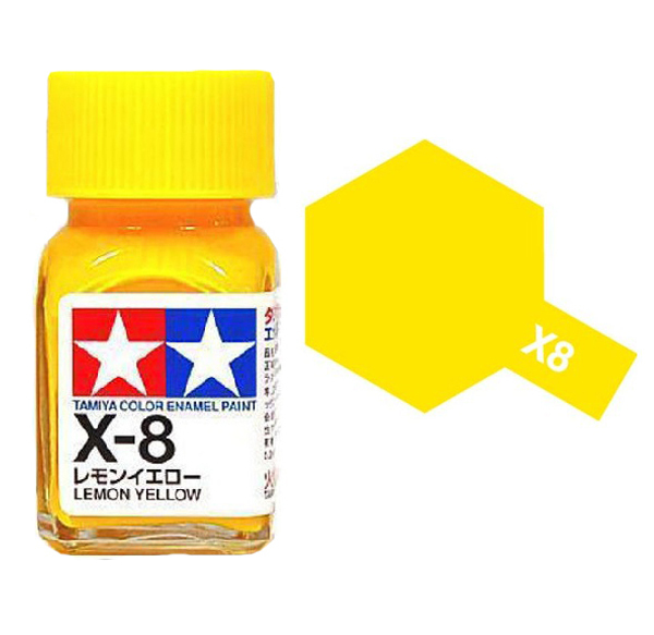 Краска эмалевая лимонно-желтый глянцевый X-8 Lemon Yellow,10мл. - 80008