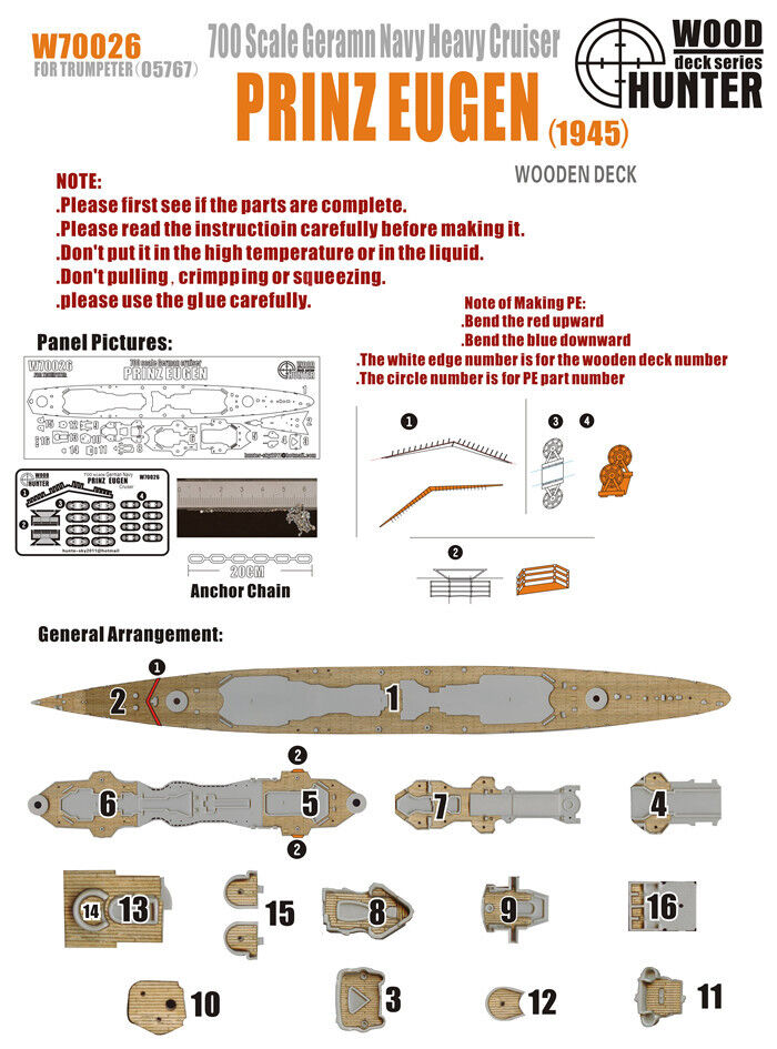 1:700 WWII German Heavy Cruiser Prinz Eugen 1945 - W70026