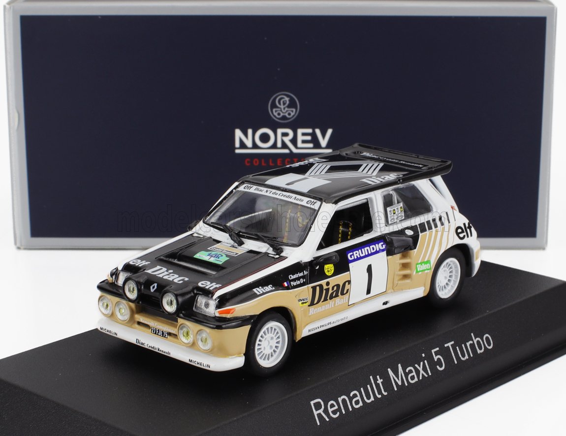 1:43 RENAULT R5 Maxi Turbo Team Diac №1 Winner Rally Du Var (1986) Francois Chatriot - Michel Perin, Black Beige White - 510621