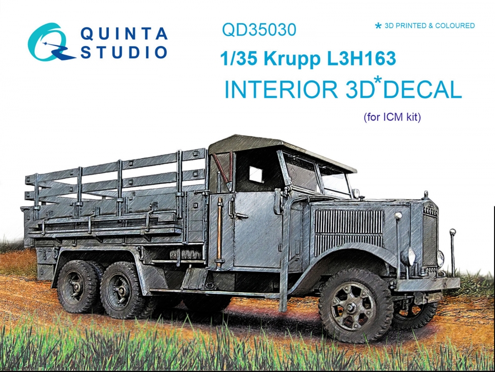 1:35 3D Декаль интерьера кабины Krupp L3H163 (для модели ICM) - QD35030