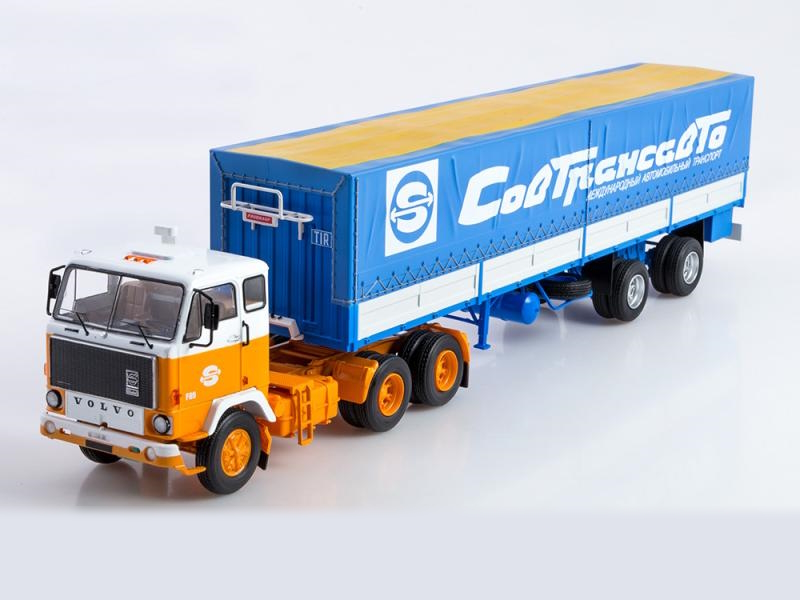 1:43 VOLVO F89 с полуприцепом Совтрансавто, оранжевый / синий - SSM1557
