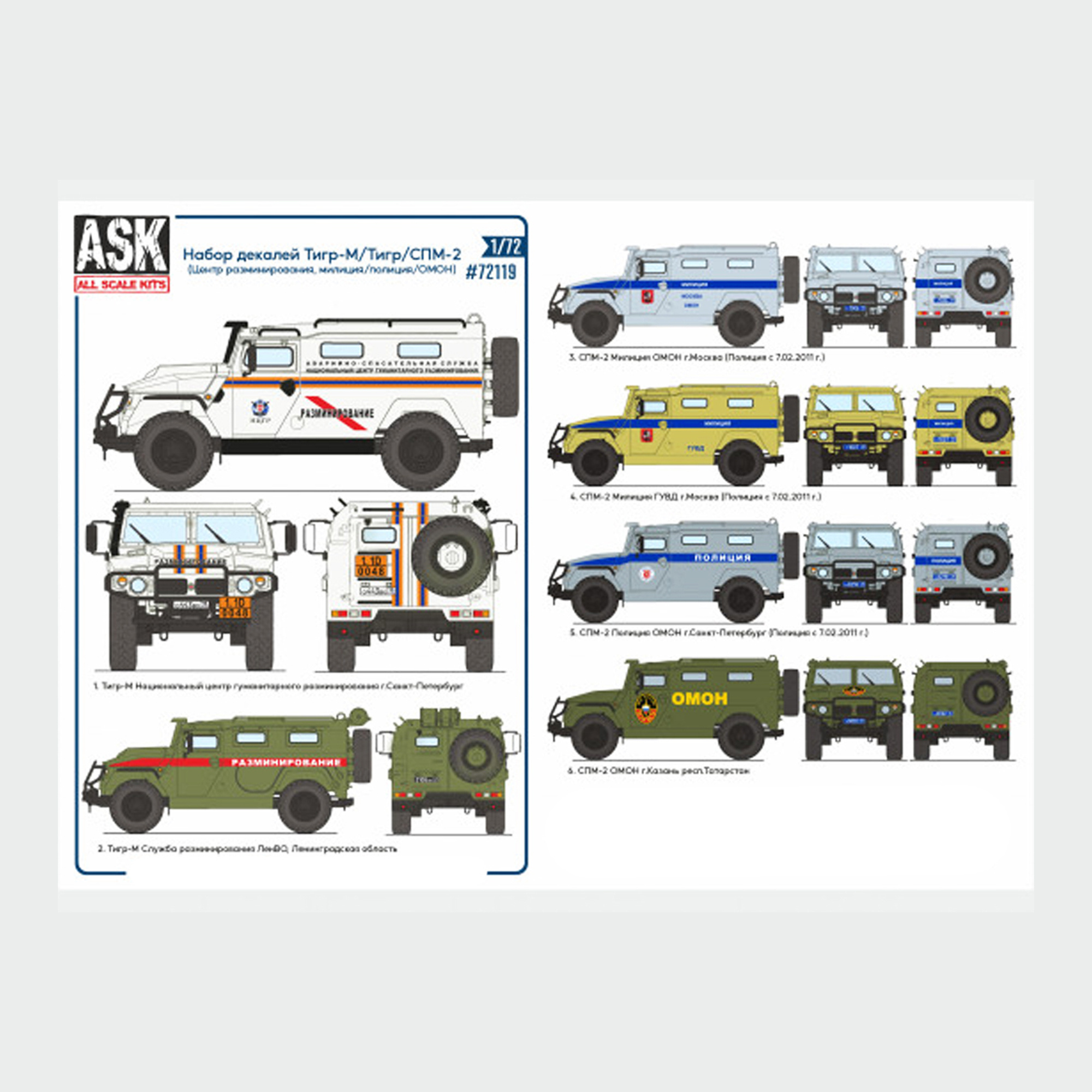 1:72 Декаль для бронеавтомобиля Горький М/СПМ-2 (Центр разминирования) - ASK72119