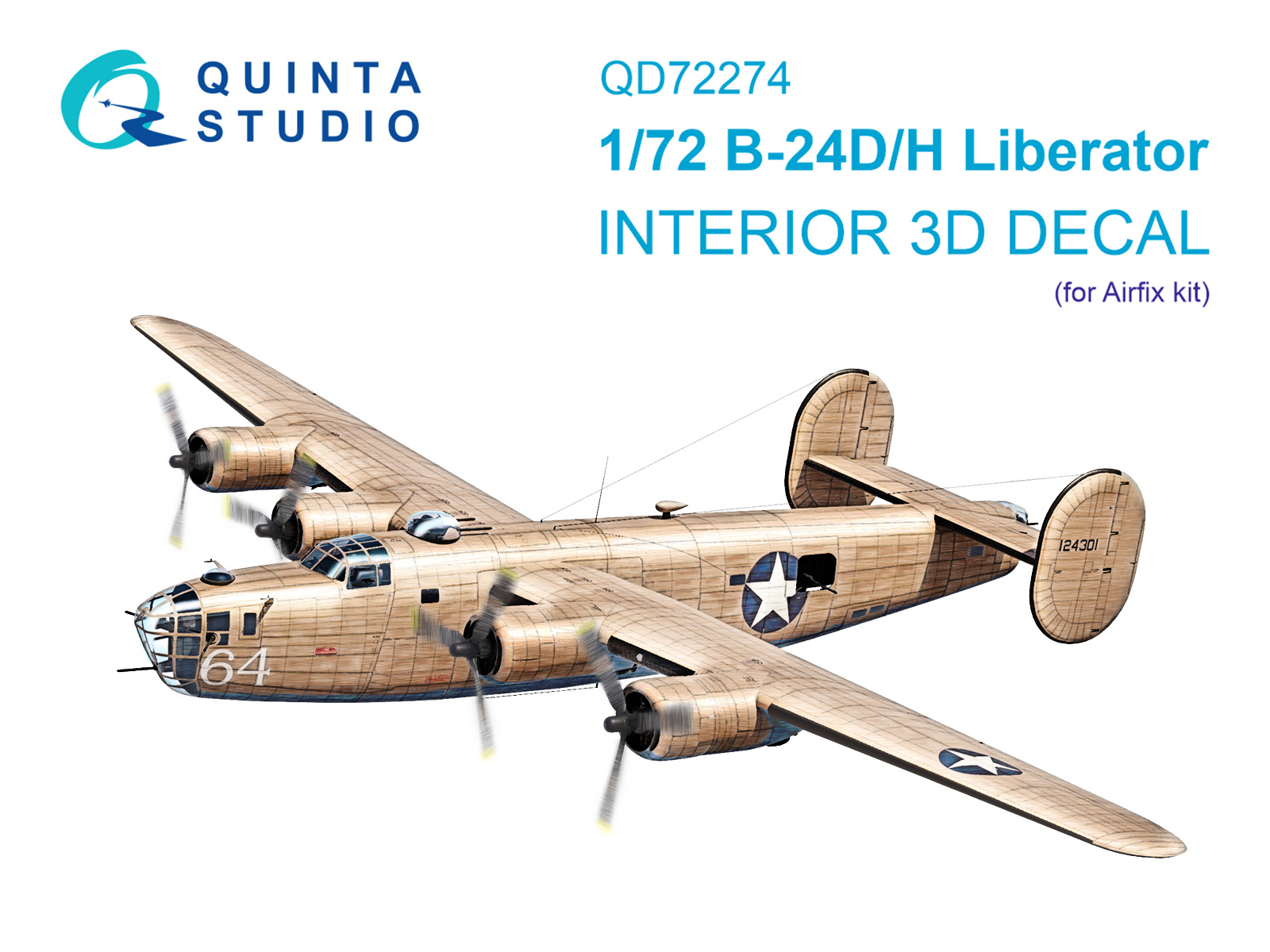 1:72 3D Декаль интерьера кабины B-24D/B-24H Liberator (Airfix) - QD72274