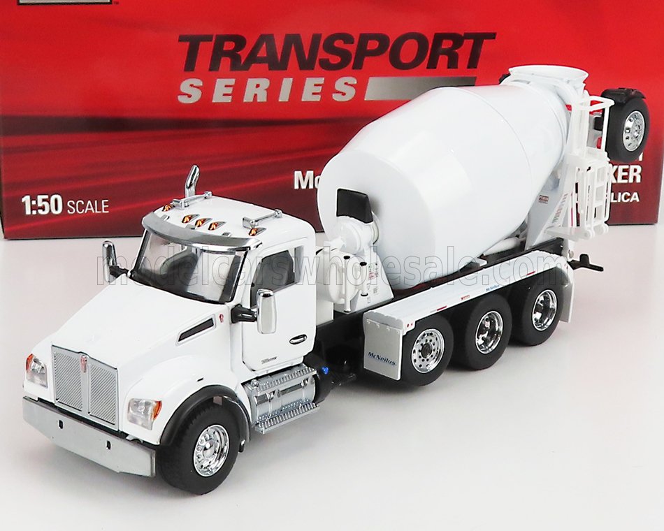 1:50 KENWORTH T880s Betoniera Tanker Cement Mixer Truck 4-assi 1990, White - 71081