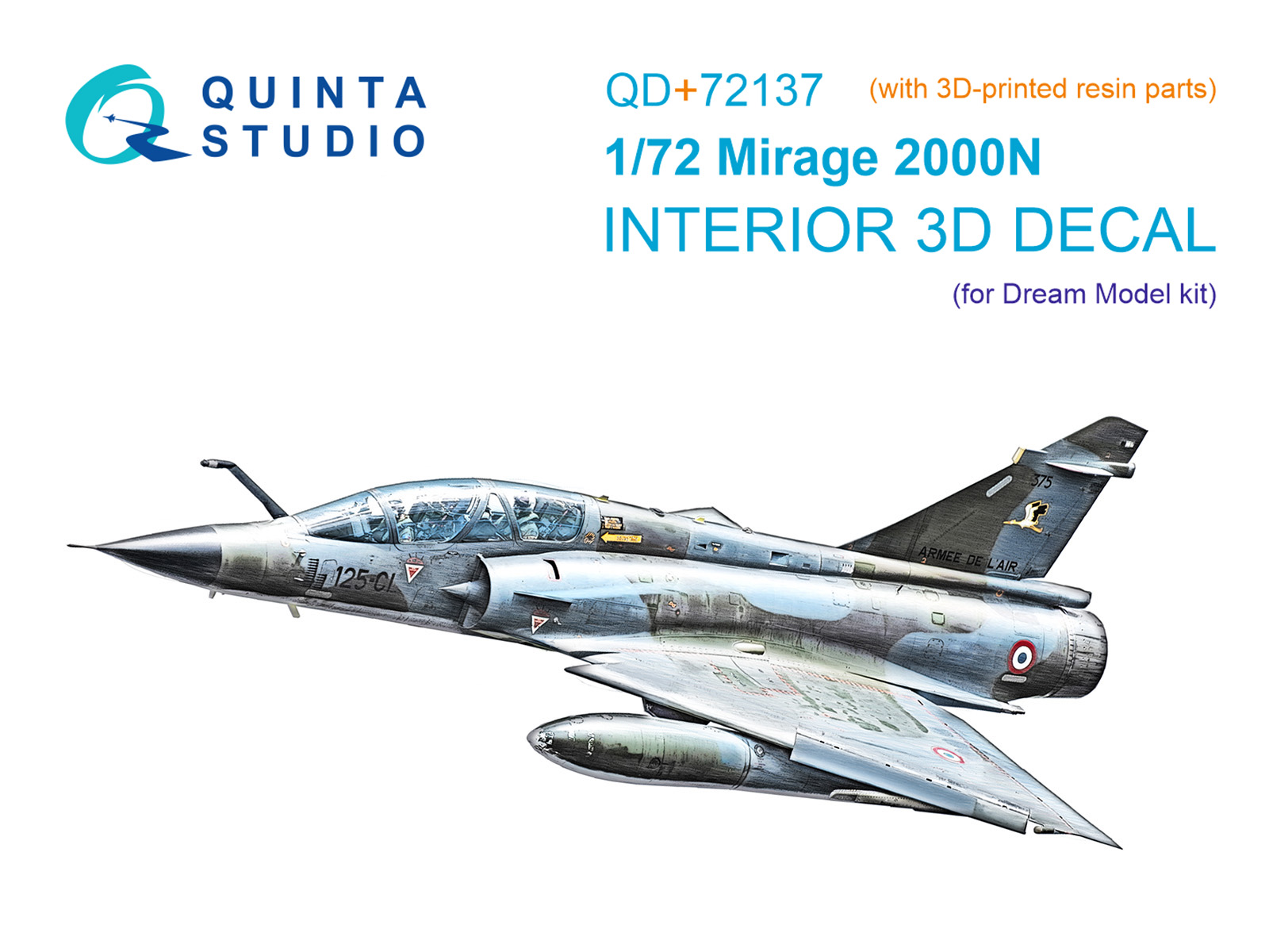 1:72 3D Декаль интерьера кабины Mirage 2000N (Dream Model) (с 3D-печатными деталями) - QD+72137