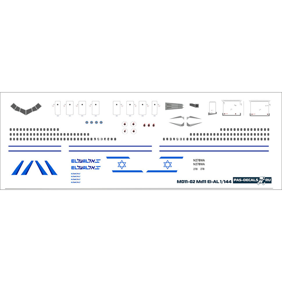 1:144 Декаль на MD-11 EL-AL - MD11-02