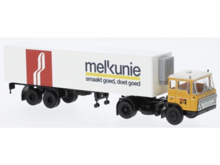 1:87 DAF FT 2600 седельный тягач с полуприцепом рефрижератором - Melkunie (1962), желтый с белым - 85288