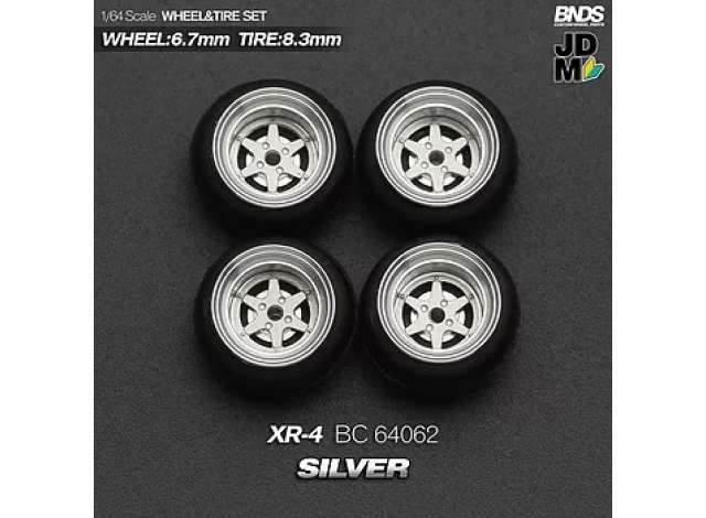 1:64 XR-4 Alloy Wheel & Rim set, silver/chrome - BC64062