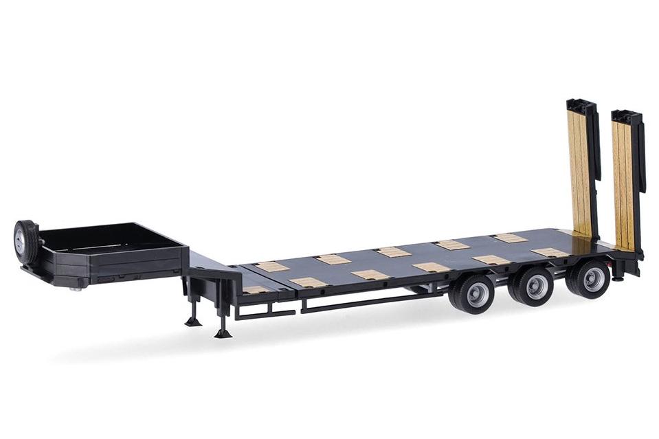 1:87 Низкорамный полуприцеп-тяжеловоз пятиосный Goldhofer Lowboy, черный / золотой - 076371-009