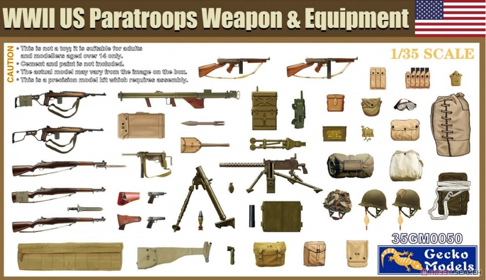1:35 Сборная модель WWII US Paratroops Weapon & Equipment - 35GM0050