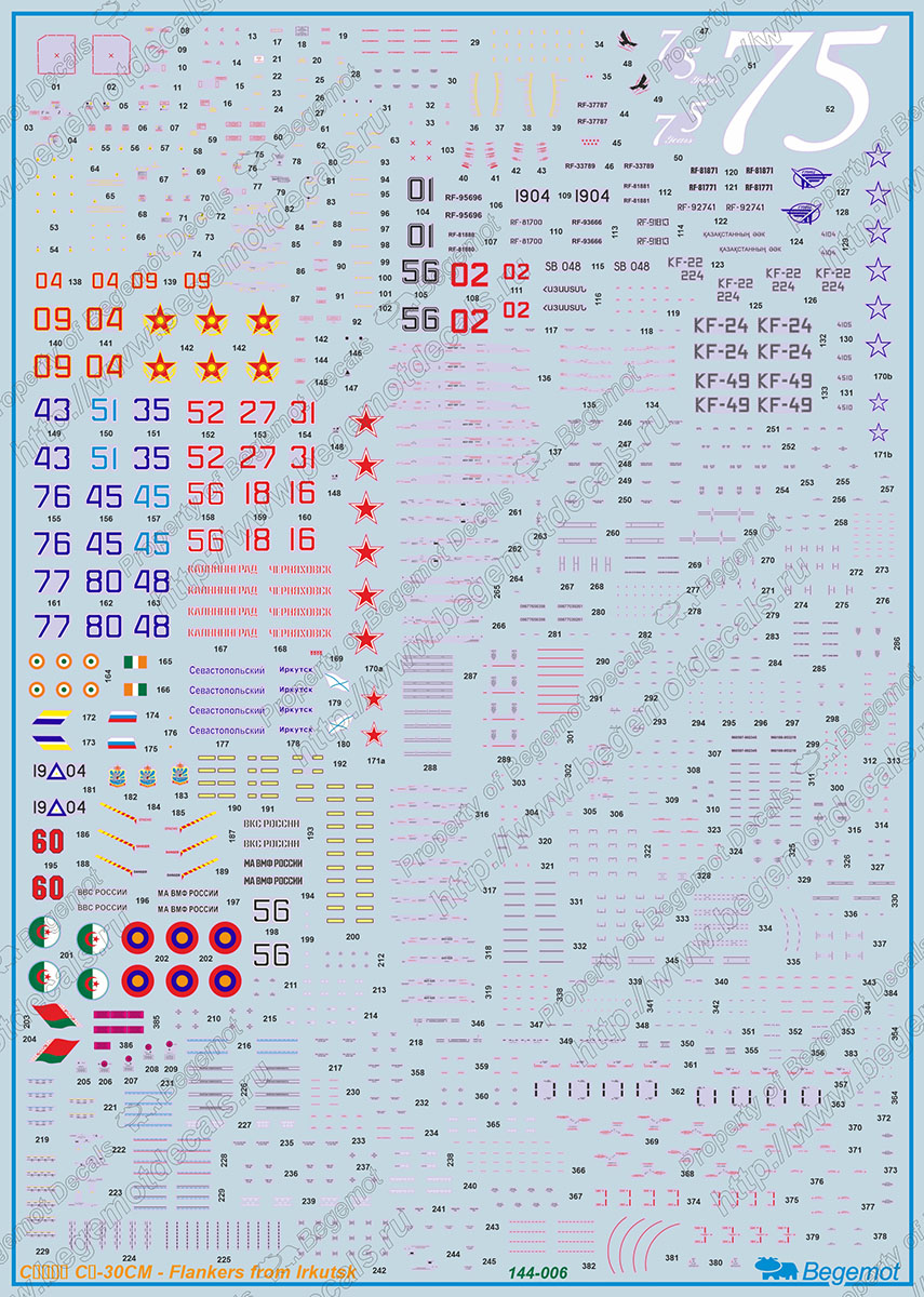 1:144 Деколь Сухой Су-30СМ - 144-006