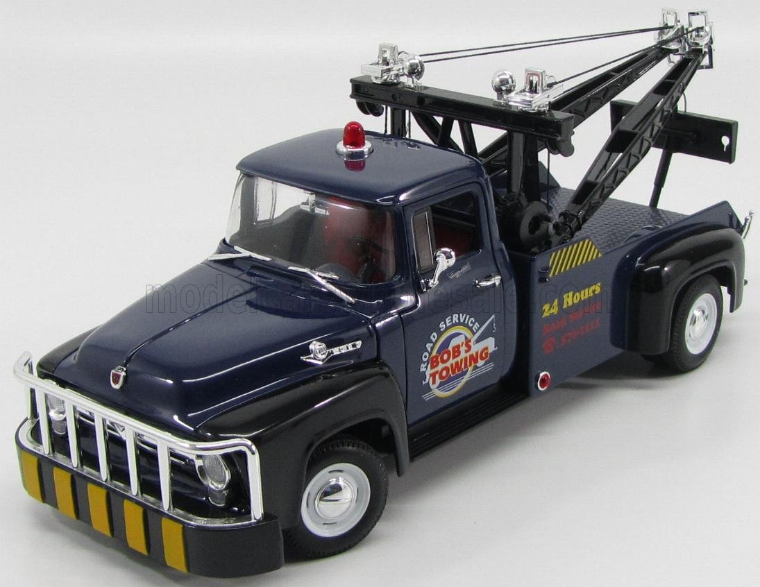 1:18 FORD F-100 Pick tow truck Breakdown Bob's towing road service (1956), blue/black - WE19834BL