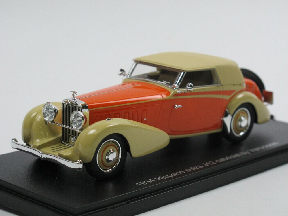 1:43 HISPANO SUIZA J12 Cabriolet by VanVooren  closed roof 1934, orange / beige - EMEU43002B
