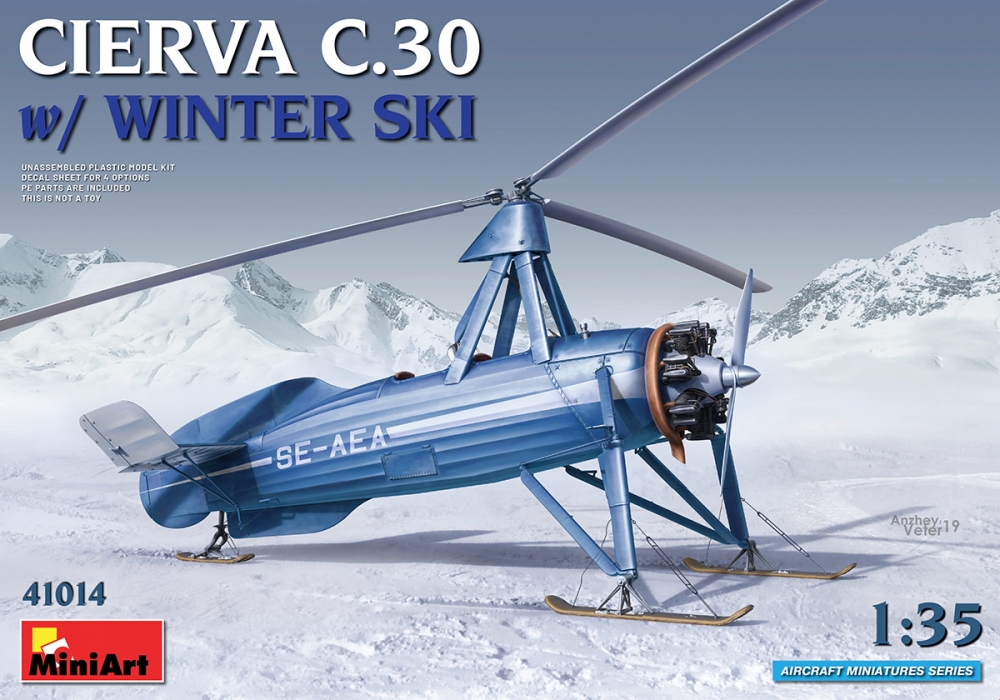 1:35 Сборная модель Вертолёт CIERVA C.30 w/ WINTER SKI - 41014