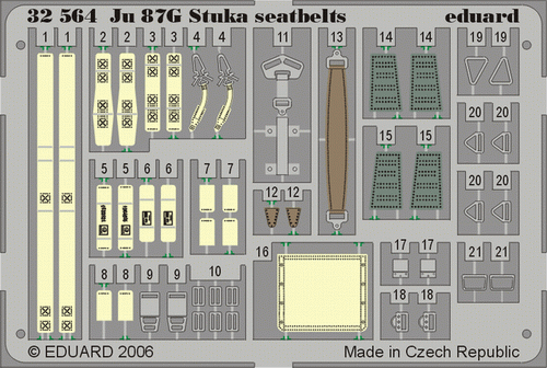 1:32 Фототравление привязные ремни Ju 87 Stuka seatbelts - 32564
