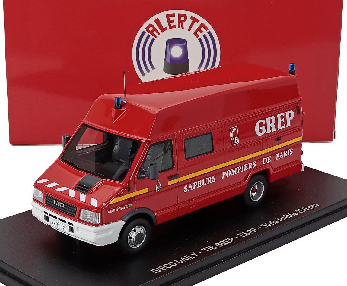 1:43 IVECO FIAT Turbo Daily 49-10 Van Tib Grep Bspp Sapeurs Pompiers De Paris (1996), Red White - ALERTE0178