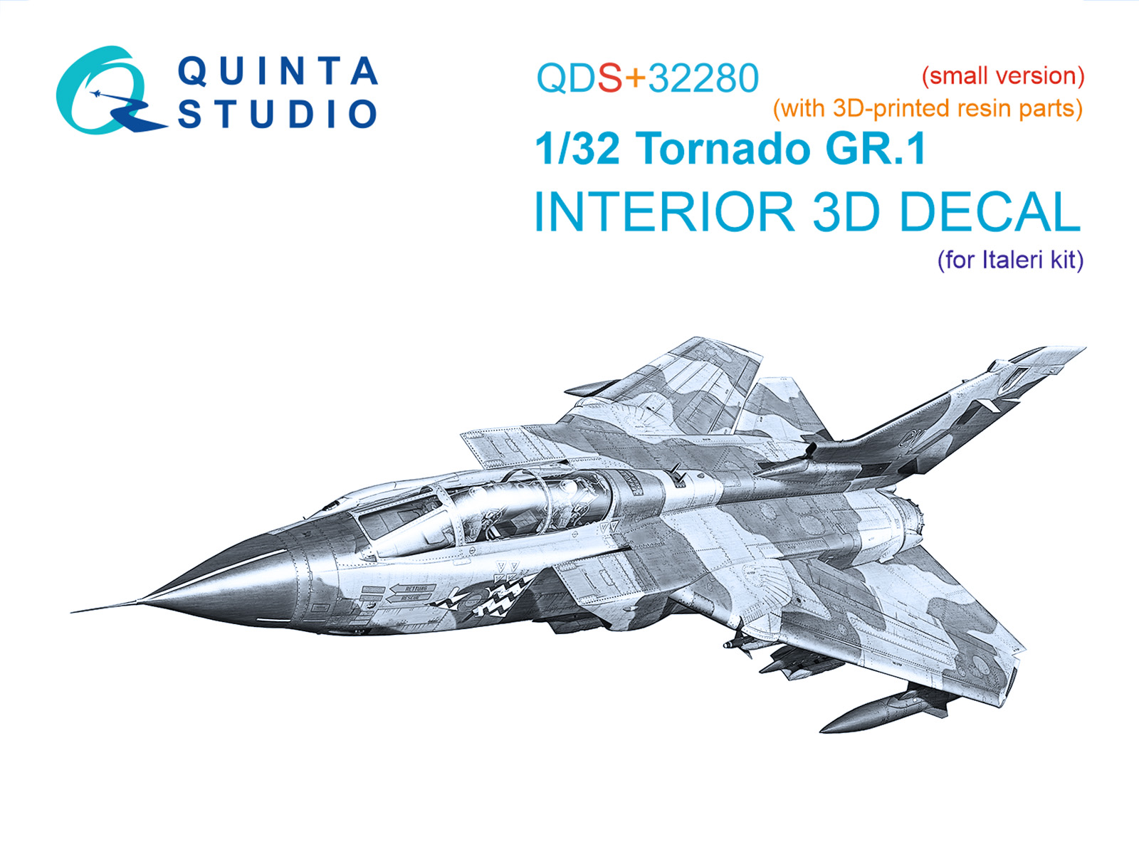 1:32 3D Декаль интерьера кабины Tornado Gr.1 (Italeri) (малая версия) (с 3D-печатными деталями) - QDS+32280