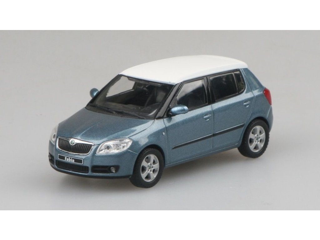 1:43 SKODA Fabia 2 Šedá Satin Metalíza - Speciální edice s nálepkami - 001SEDASATINBILA