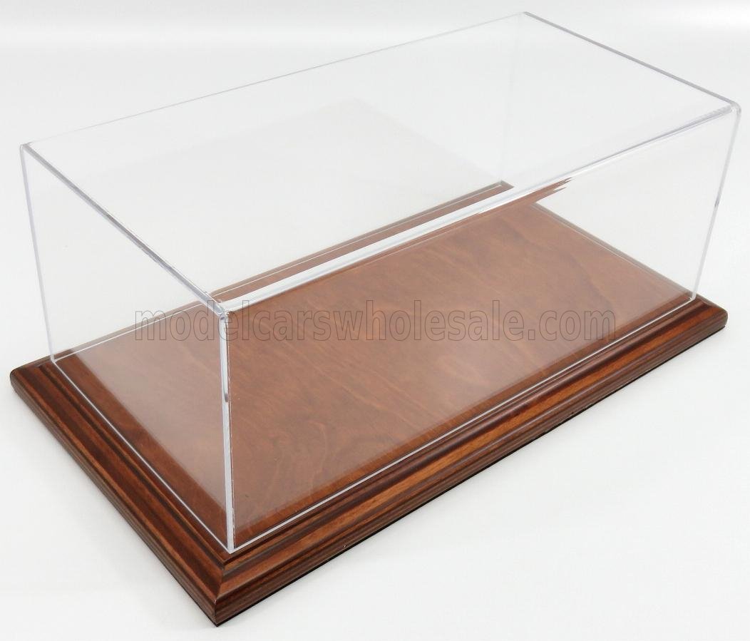 1:18 VETRINA DISPLAY BOX Molsheim Base In Legno - Wood Mahogany Base - Lungh.lenght Cm 32.5 X Largh.width Cm 16.5 X Alt.height Cm 12.5 (altezza Interna 12 Cm ), Plastic Display - ATL10047