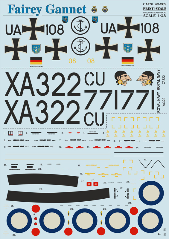 1:48 NEW Fairey Gannet Wet decal - PS48-069