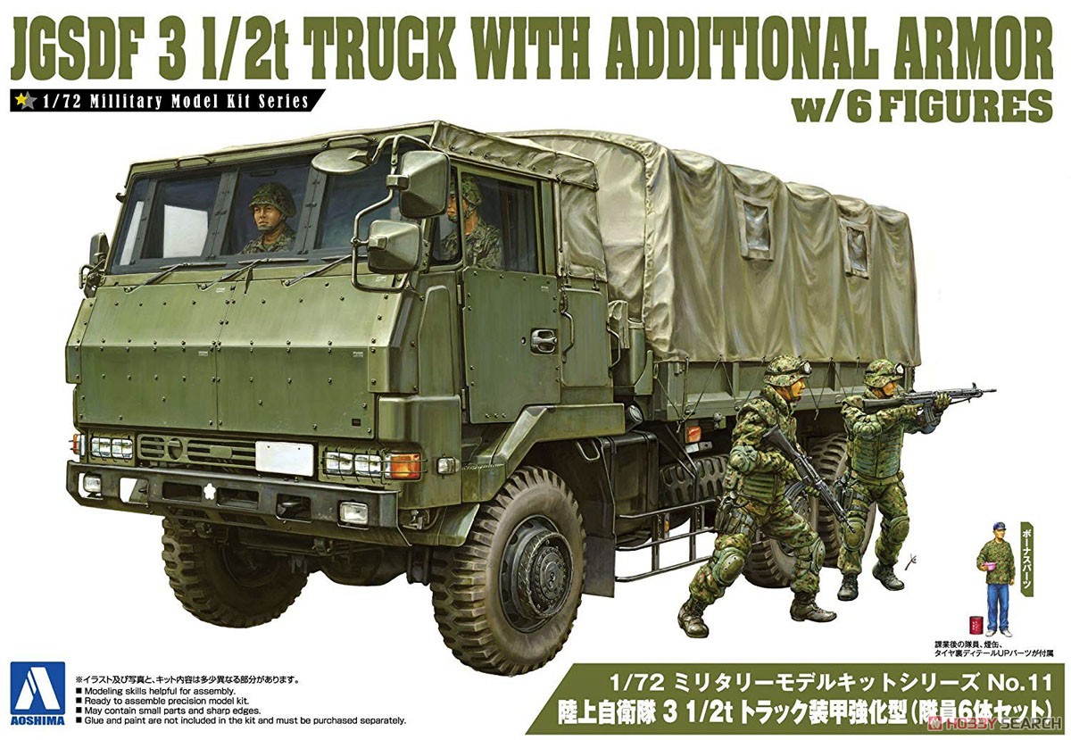 1:72 Сборная модель JGSDF 3 1/2T Truck With Addition Armor (With 4 Figures) - 01208