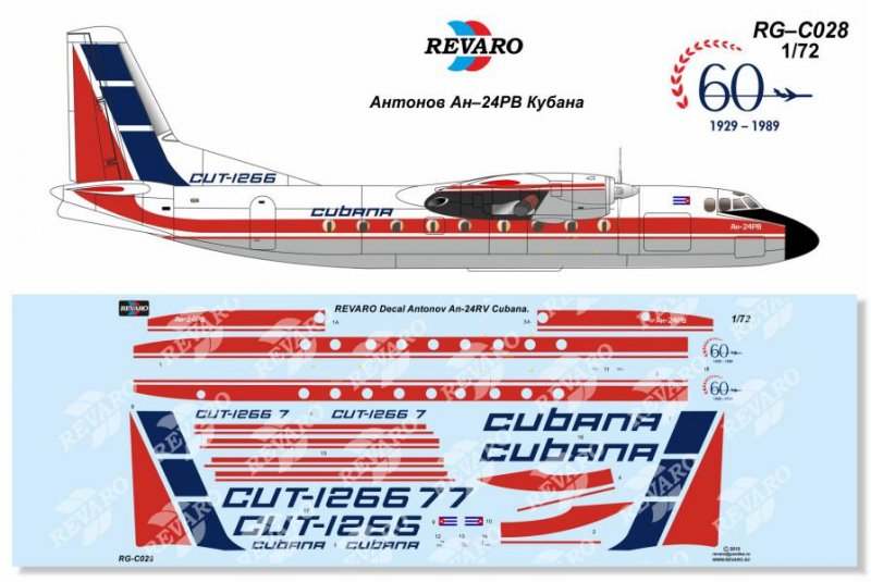 1:72 Декаль Ан-24РВ Кубана - RG-C028
