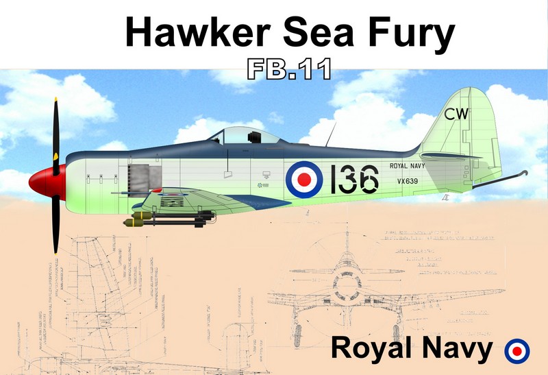 1:48 Сборная модель Английский истребитель Sea Fury FB.11 Royal Navy - 48617