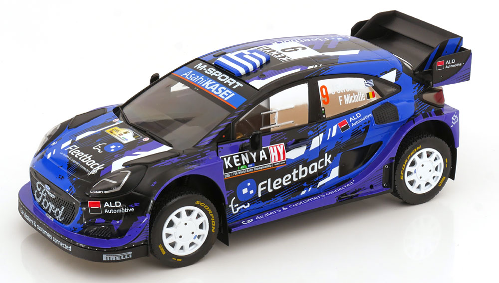 1:18 FORD Puma Rally1 Team M-sport Ford Wrt №9 Rally Safari Kenia (2022) Jourdan Serderidis - Frederic Miclotte, Purple Black Blue - S1809506