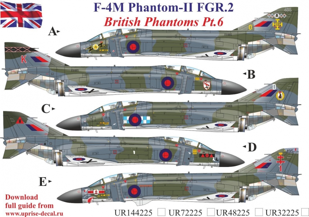 1:72 Декаль для F-4M Phantom-II FGR.2, British Phantoms Pt.6 - UR72225
