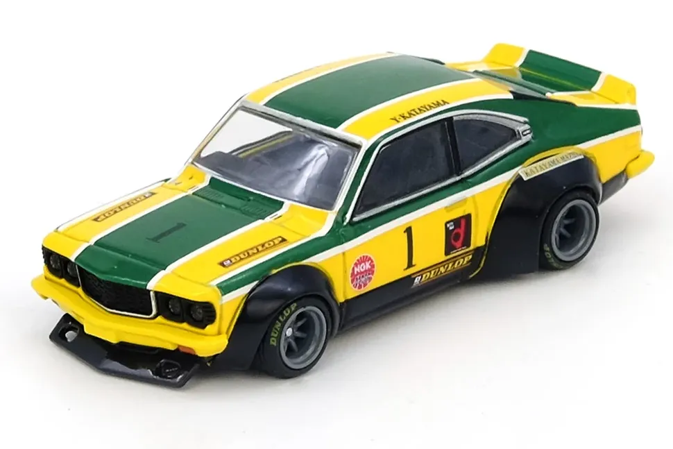 1:64 MAZDA Savanna RX3 *Katayama Racing* Livery, yellow/green - IN64-RX3-KTYM