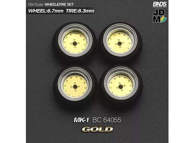 1:64 MK-1 Alloy Wheel & Rim set, gold/chrome - BC64055