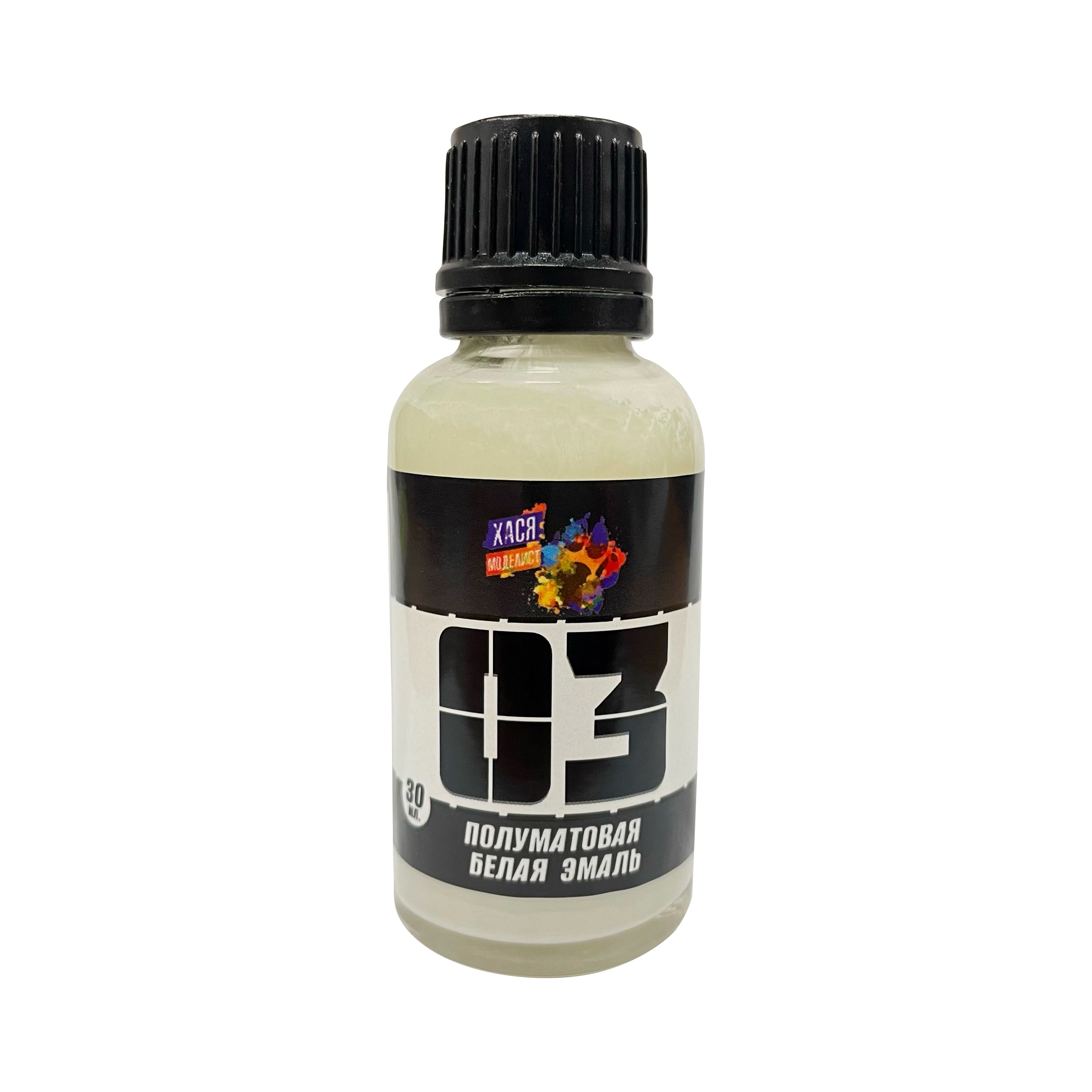 Эмаль белая полуматовая, 30 мл. - НК003
