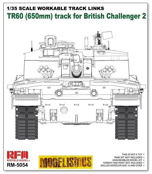 1:35 Наборные траки рабочие TR60 650 мм для British Challenger 2 - RM-5054