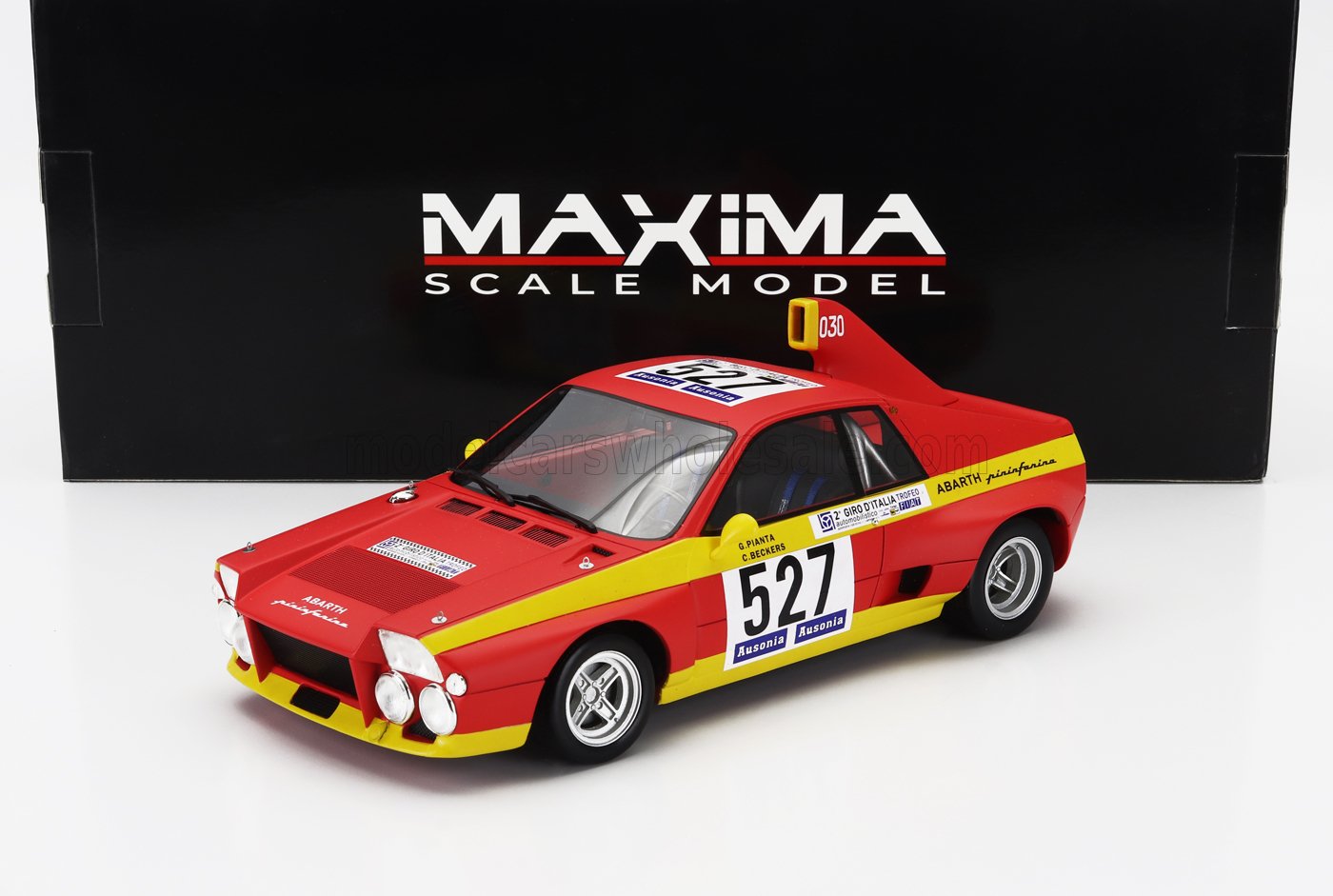 1:18 ABARTH Se030 Pininfarina 527 2nd Giro D'italia (1974) Giorgio Pianta – Christine Beckers, Matt Red Yellow - MAX006001
