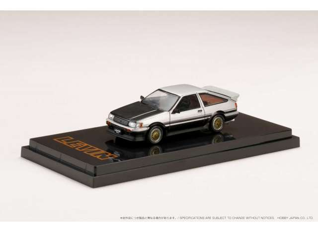 1:64 Toyota Corolla Levin AE86 3 Door customised version with carbon bonnet, silver / black - HJ641037CSK