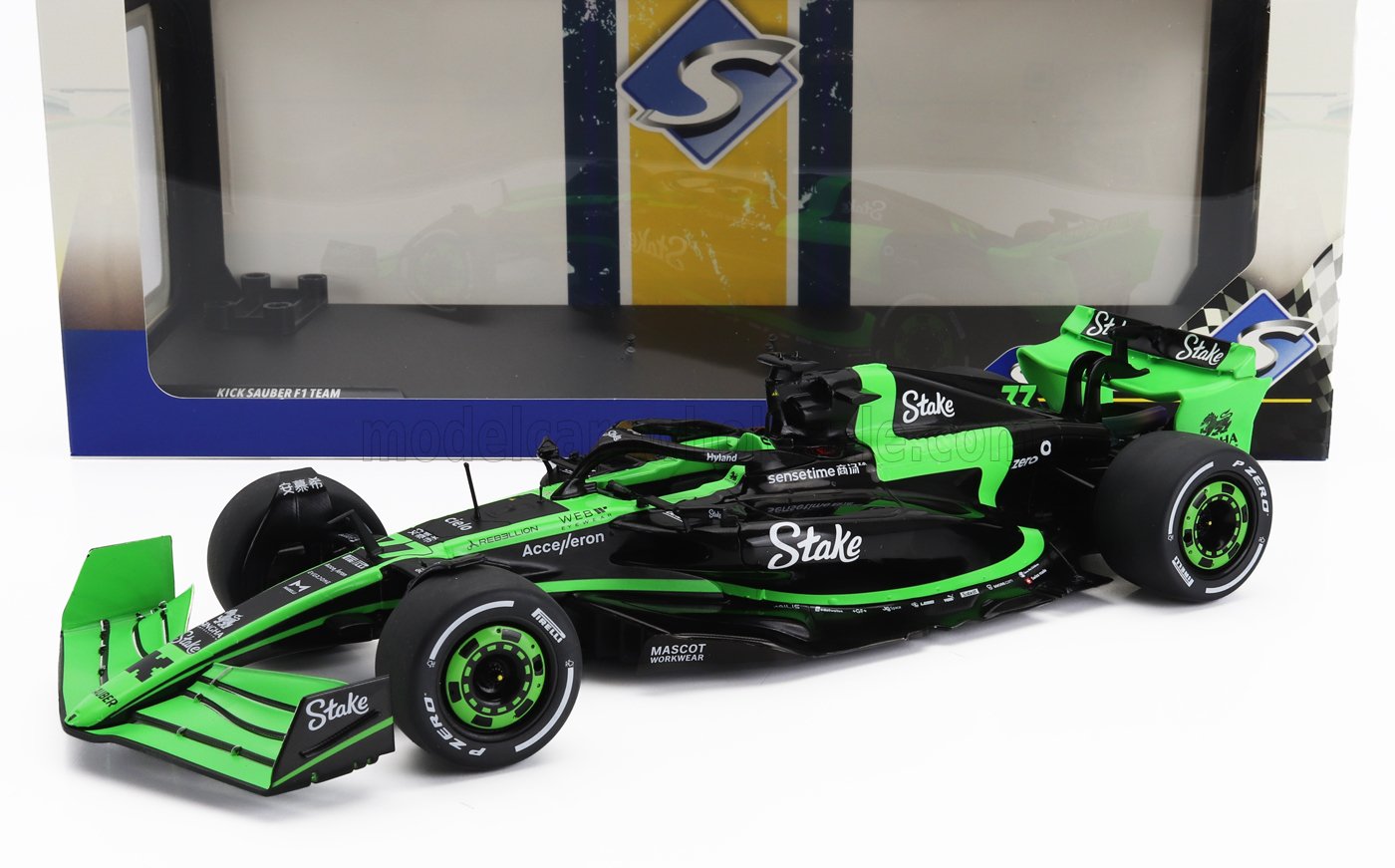 1:18 SAUBER F1 C44 Team Stake Kick Presentation Season (2024)  - №77 Valtteri Bottas - №24 Zhou Guanyu, Green Black - S1811104