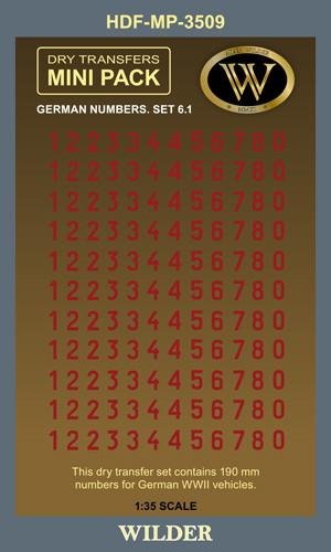 1:35 Сухая декаль Немецкие номера для наземной техники. Сет 6.1 Сплошные, красные. - HDF-MP-3509