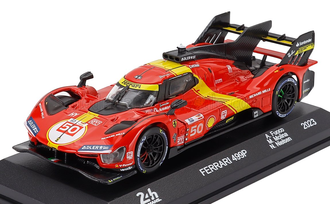 1:43 FERRARI 499p 3.0l Turbo V6 Team Ferrari Af Corse №51 Winner 24h Le Mans (2023) Alessandro Pier Guidi - James Calado - Antonio Giovinazzi, Red Yellow Black - MW1ALA0081
