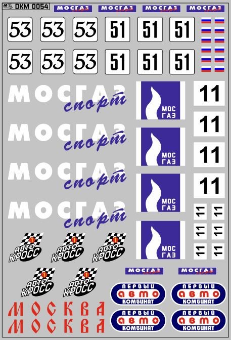 1:43 Набор декалей Автокросс (вариант 3) (100х140) - DKM0054