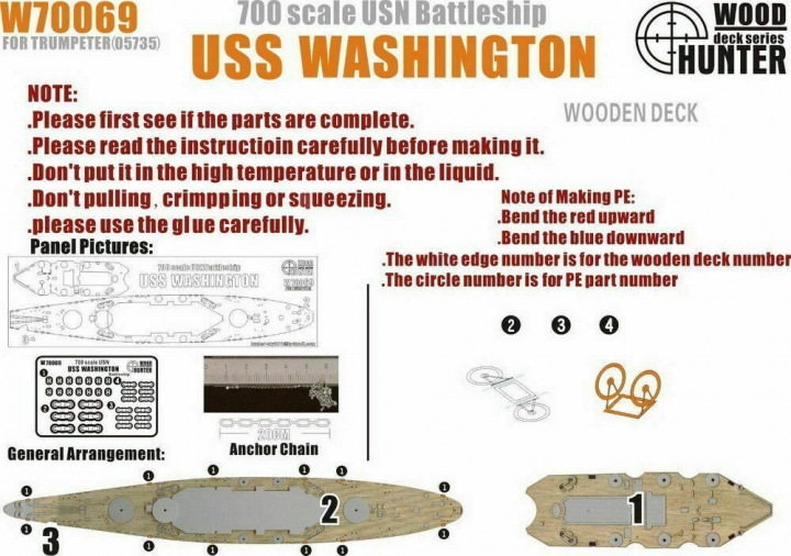 1:700 Набор деталей WWII USN Battleship USS Washington - W70069