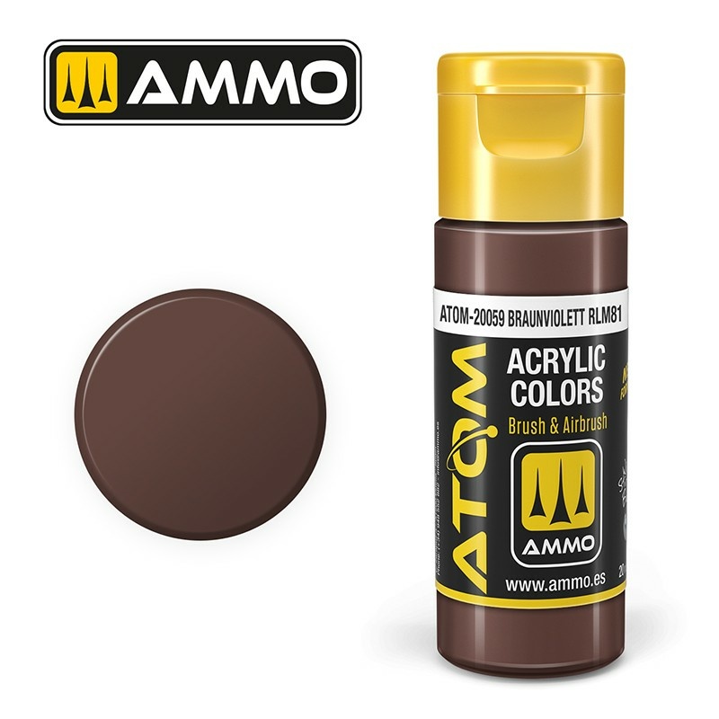 Краска акриловая ATOM COLOR Фиолетово-коричневый RLM81 / Braunviolett RLM81, 20мл - ATOM20059