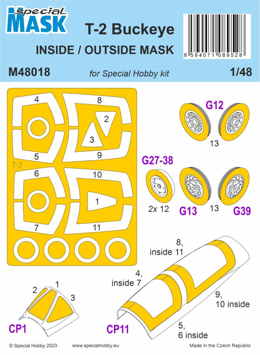 1:48 Маска окрасочная T-2 Buckeye Inside/Outside Mask (For Special Hobby) - M48018