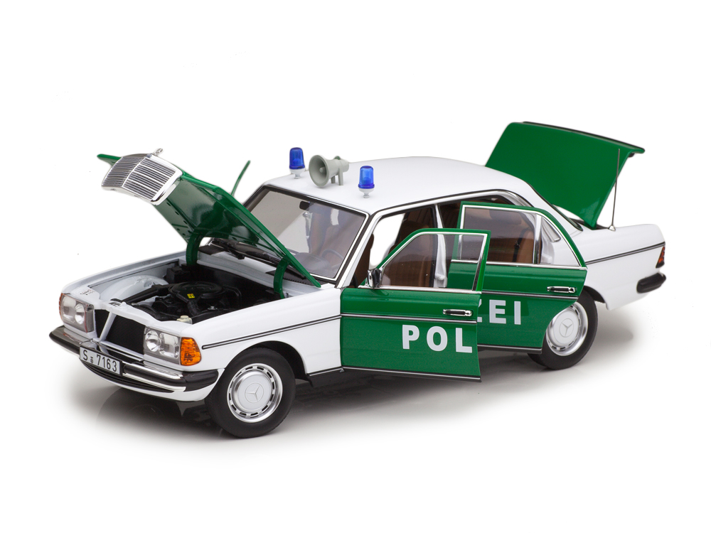 1:18 Mercedes-Benz 200 (W123) 1980 Polizei Полиция ФРГ, white / green - B66040676