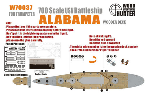 1:700 Набор деталей WWII USS Alabama (Trumpeter 05762) - W70037