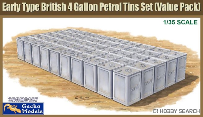 1:35 Набор британских 4-галлонных канистр для бензина раннего типа / Early type British 4 Gallon Petrol Tins Set (Value Pack) - 35GM0157