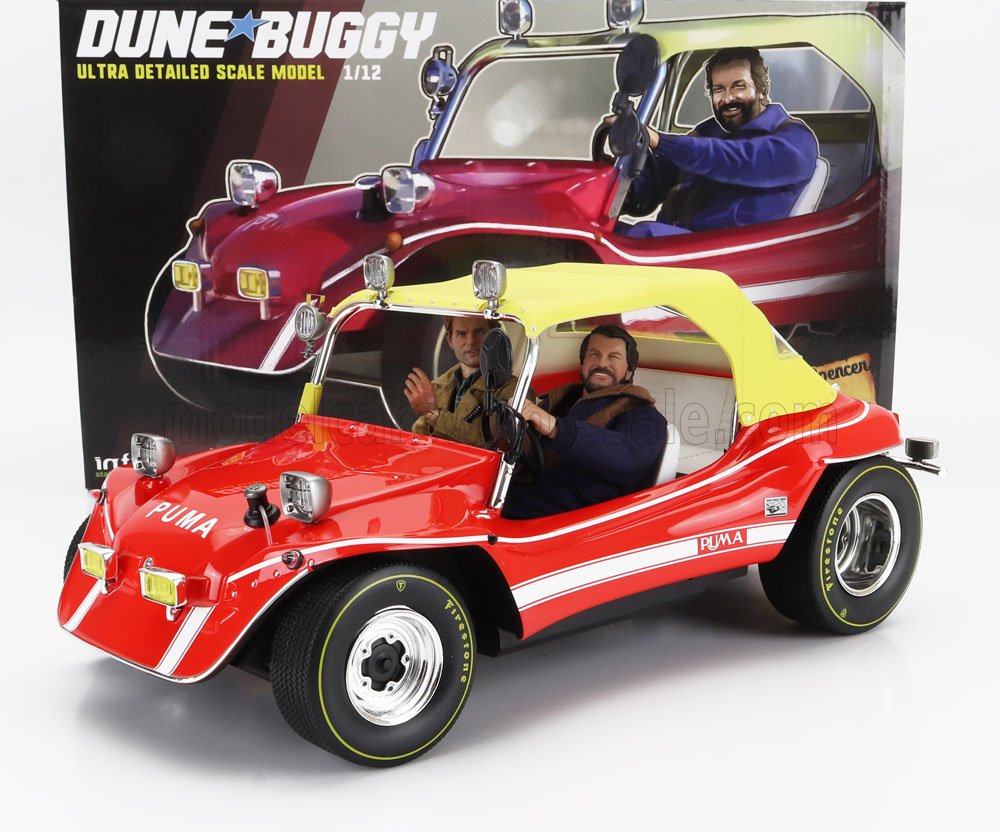 1:12 PUMA Dune Buggy (1972) - With Bud Spencer And Terence Hill Action Figures - Tv Series - Altrimenti Ci Arrabbiamo, Red - 90025+90020+90018