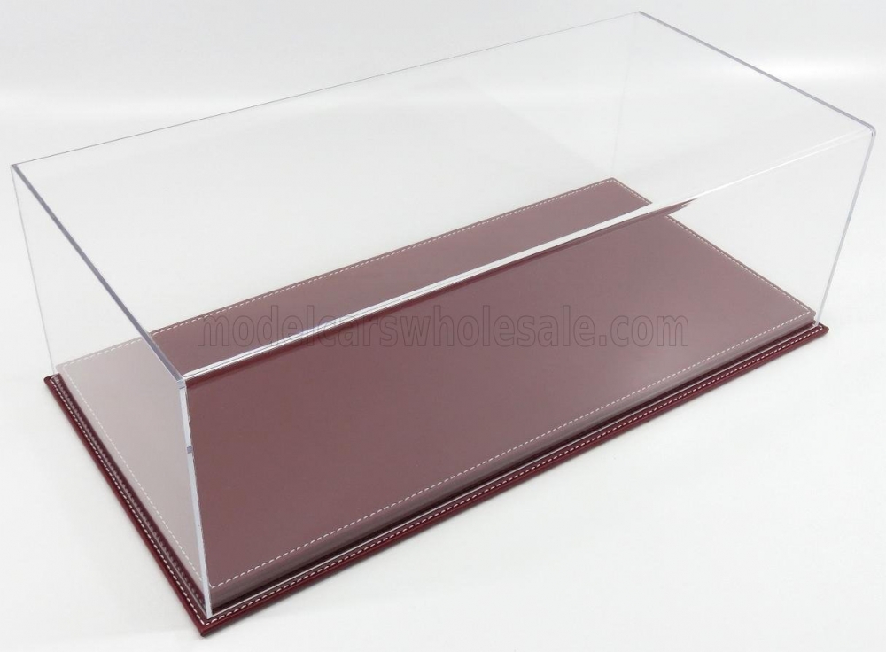1:12 VETRINA DISPLAY BOX Molhouse Base In Pelle - Leather Base Bordeaux - Lungh.lenght Cm 51 X Largh.width Cm 24 X Alt.height Cm 19 (altezza Interna 15.3 Cm ), Plastic Display - ATL10094