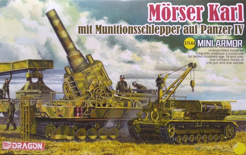 1:144 Сборная модель MORSER KARL mit MUNITIONSSCHLEPPER auf PANZER IV - 14135